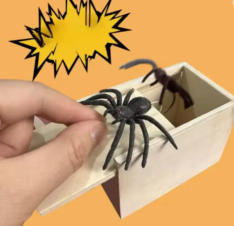 Wooden Spider Scare Prank Box